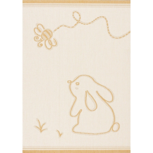 dywan dziecięcy Rabbit 120x170 cm w kolorze kremowym z motywem króliczka i lecącej pszczółki, idealny do pokoju malucha