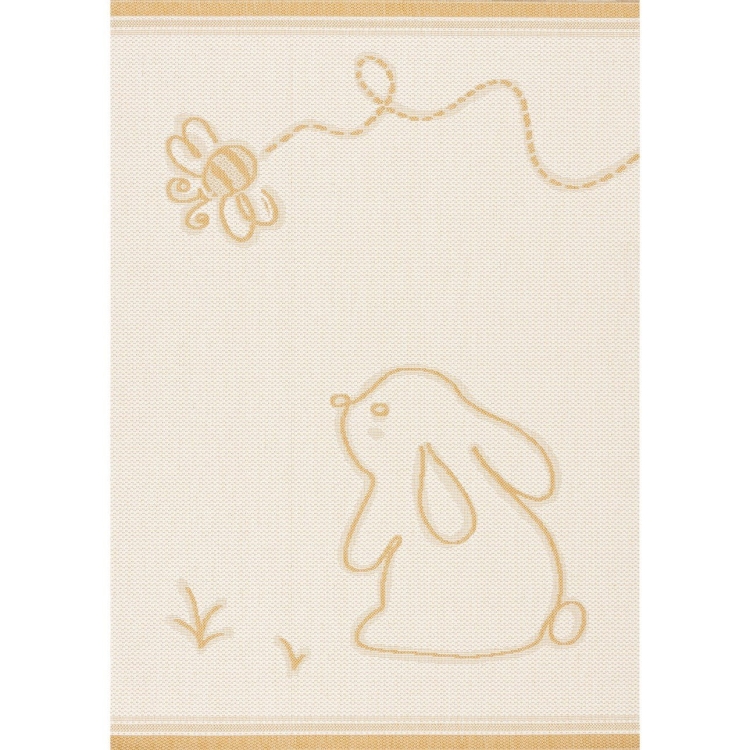 dywan dziecięcy Rabbit 120x170 cm w kolorze kremowym z motywem króliczka i lecącej pszczółki, idealny do pokoju malucha