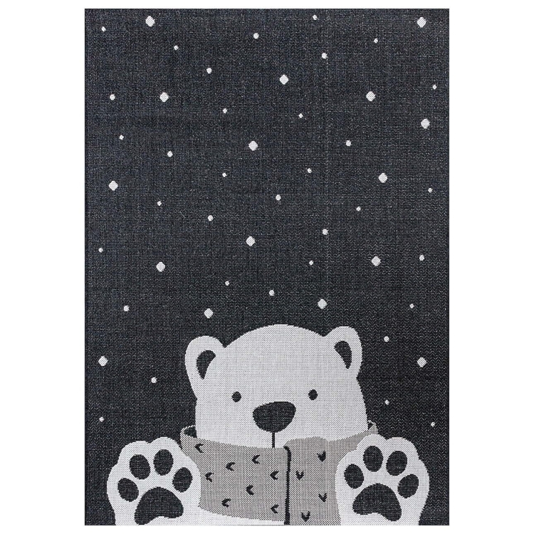 dywan dziecięcy White Bear 120x170 cm w kolorze czarno-białym z motywem polarnego misia i gwiaździstego nieba, idealny do pokoju chłopca lub dziewczynki