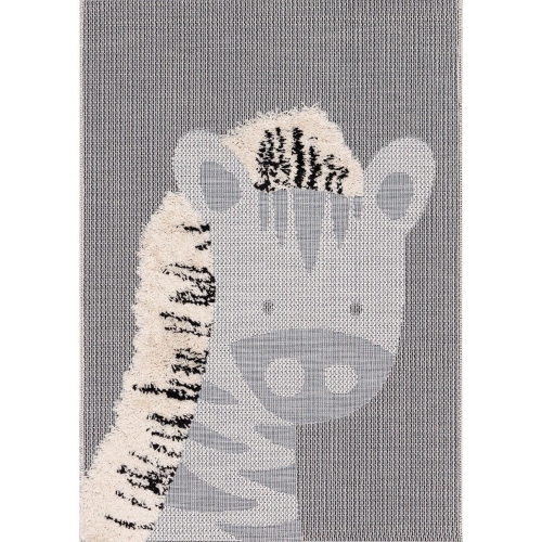 dywan dziecięcy Zebra 120x170 cm w kolorze szaroniebieskim z motywem zebry i miękką grzywą, idealny do pokoju malucha