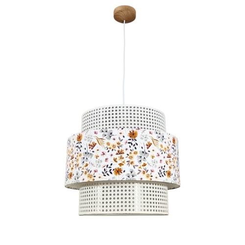lampa ratanowa biała w kwiaty