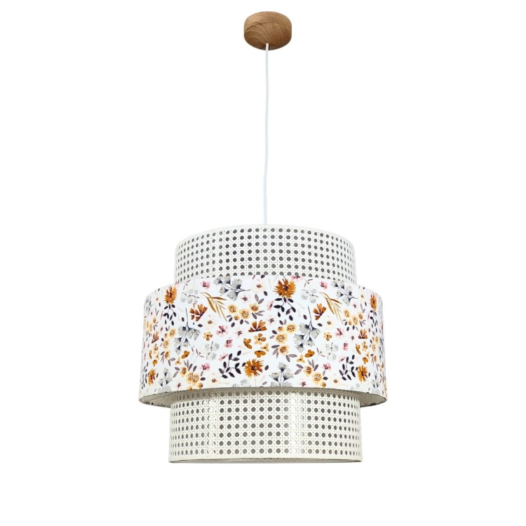 lampa ratanowa biała w kwiaty