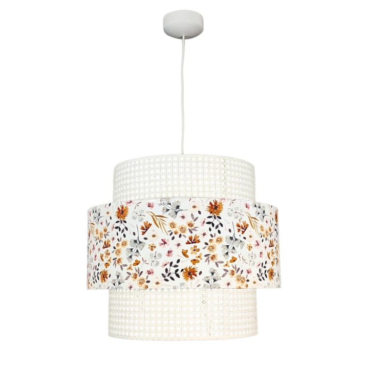 lampa wisząca biały rattan boho