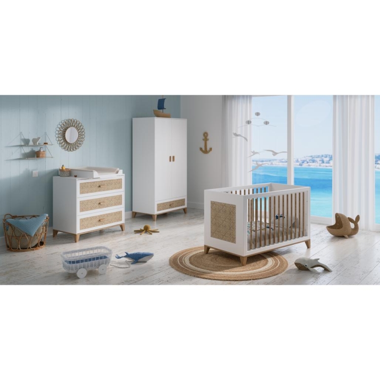 meble dla niemowlęcia białe rattanowe neige nami theo bebe
