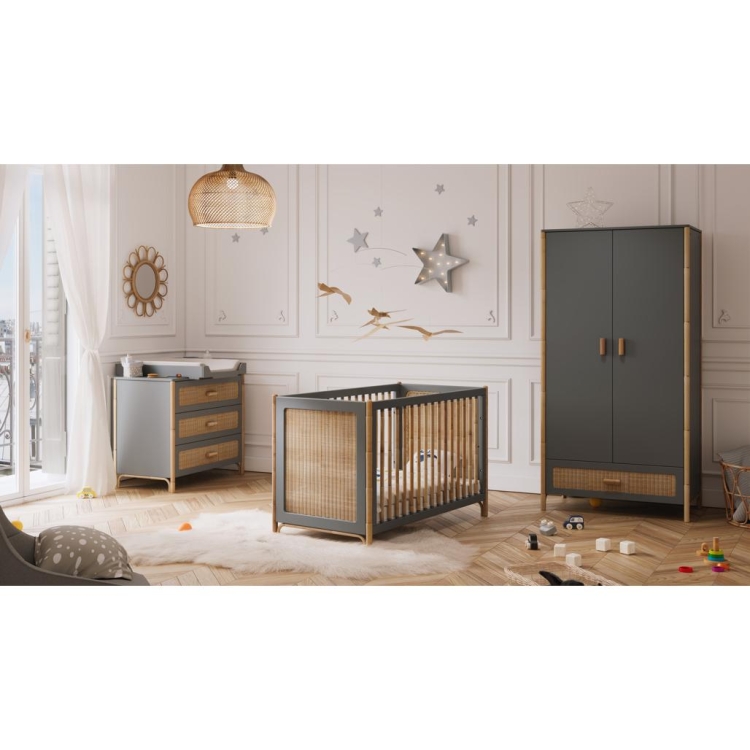 Szafa Rattan Cannes - Silex Oceania – szara rattanowa szafa