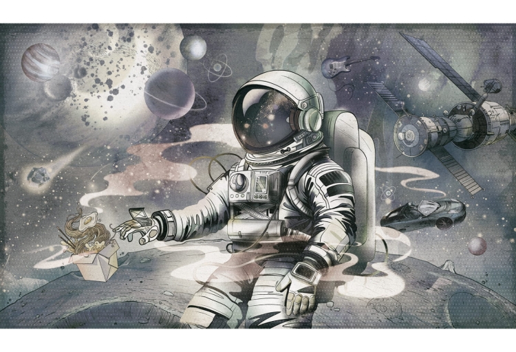 tapeta dziecięca kosmos z astronautą