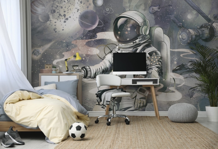 tapeta dziecięca kosmos z astronautą