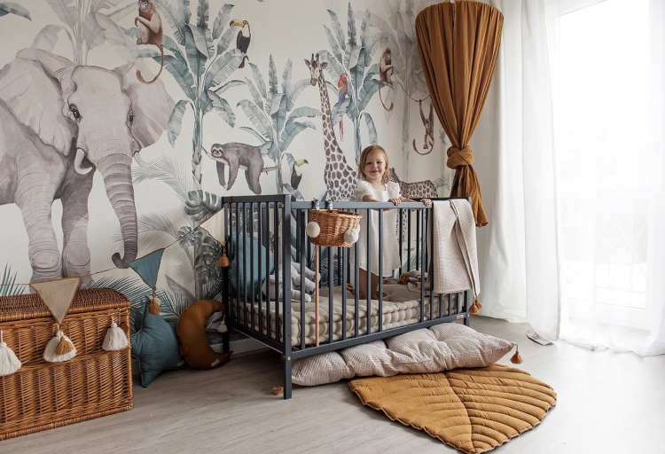 tapeta dziecięca dżungla safari zwierzęta zielona