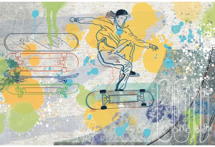 tapeta dla chłopca skate park deskorolka
