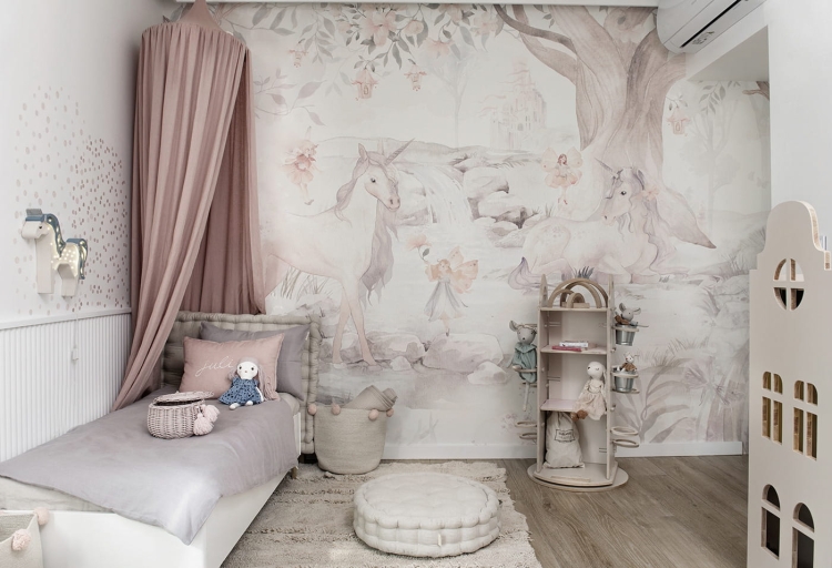 tapeta dla dziewczynki jednorożce różowa