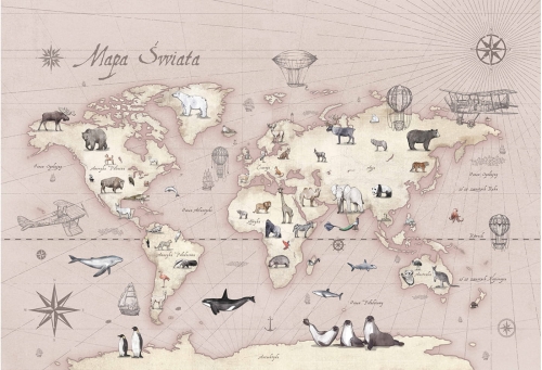 tapeta dla dziewczynki pastelowy róż mapa świata różowa