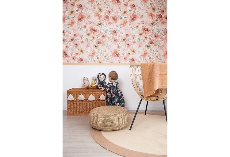 tapeta dla dzieci w stylu boho w kwiaty