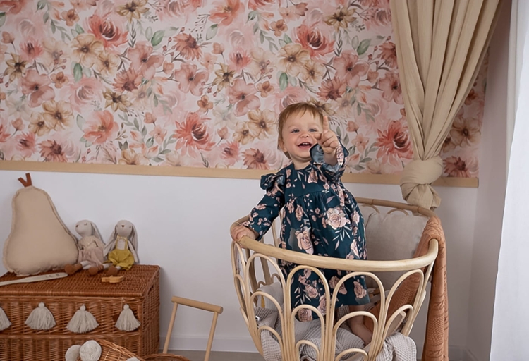 tapeta dla dzieci w stylu boho w kwiaty