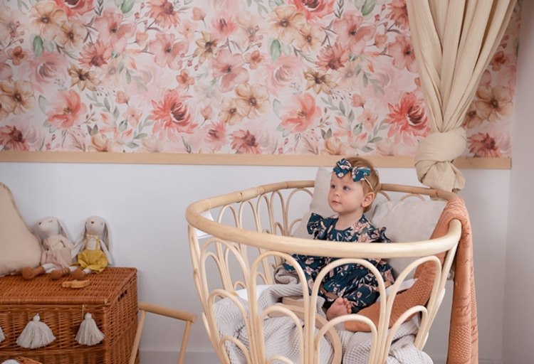 tapeta dla dzieci w stylu boho w kwiaty