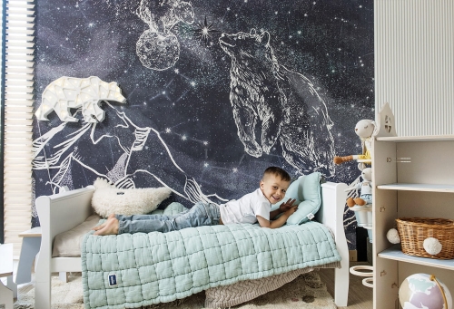 tapeta dla dzieci nocne niebo gwiazdy i misie polarne