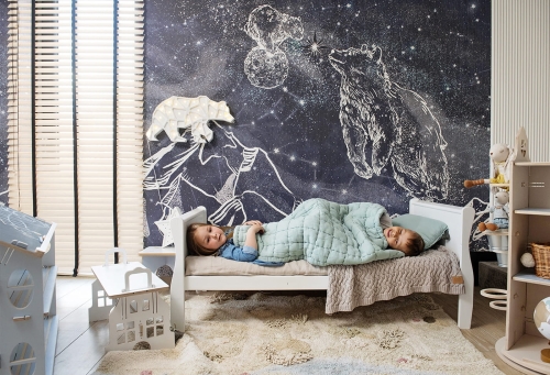 tapeta dla dzieci nocne niebo gwiazdy i misie polarne