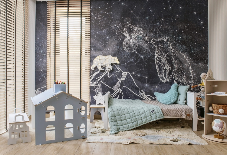 tapeta dla dzieci nocne niebo gwiazdy i misie polarne