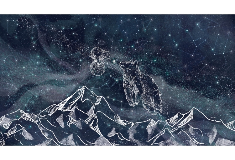 tapeta dla dzieci nocne niebo gwiazdy i misie polarne