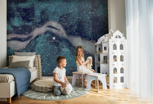 tapeta dla dzieci niebo nocą gwiazdy gwiazdozbiory