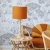 lampa stojąca drewniana lniana musztardowa w stylu boho