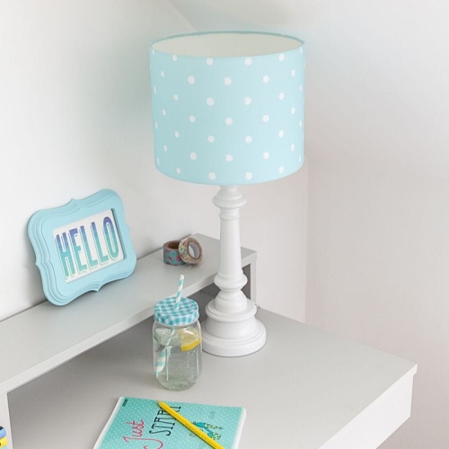 lampa dla dzieci błękitna w białe kropki