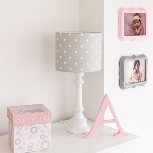 lampa dla dzieci szara w kropki