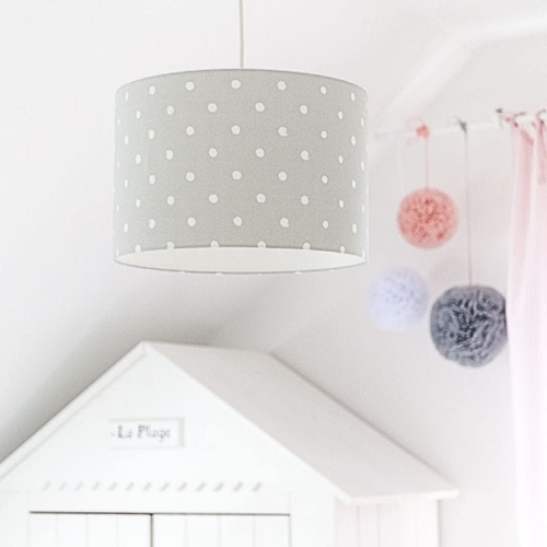 lampa sufitowa szara w kropki dla dzieci
