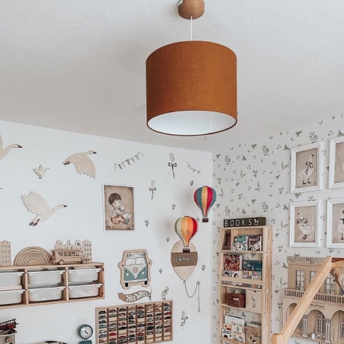 lampa wisząca lniana musztardowa