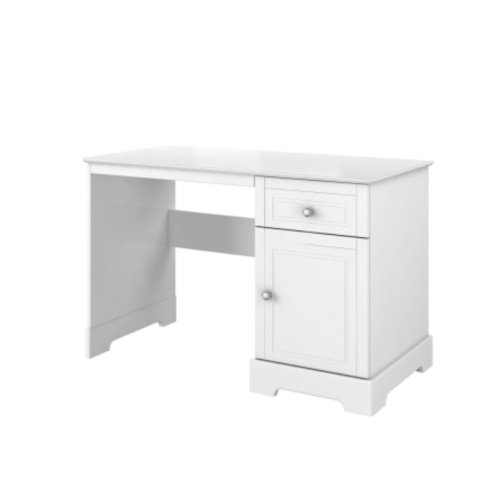 białe biurko z szufladą i szafką o wymiarach 122,5 cm na 60 cm duże biurko dla nastolatki dziewczynki czy chłopca. Biurko dziecięce w klasycznym stylu.