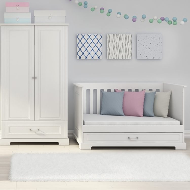 Łóżeczko dziecięce z szufladą ines elegant white 140x70