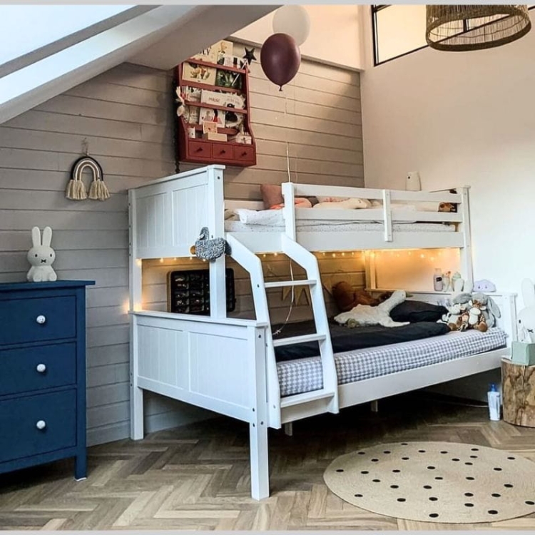 duże podwójne łóżko piętrowe 120 cm w stylu skandynawskim