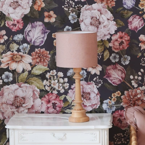 lampa lniana pudrowy róż boho