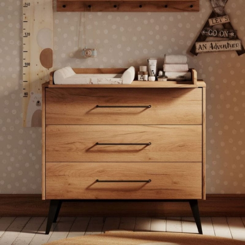 komoda retro dla dzieci retro drewniana na czarnych nogach