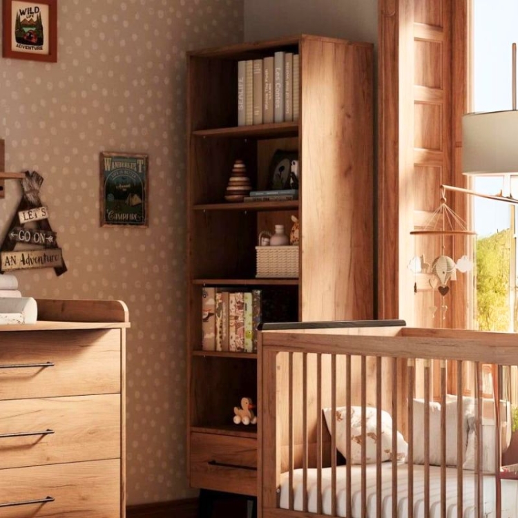 regał drewniany na czarnych nóżkach retro loft pinio