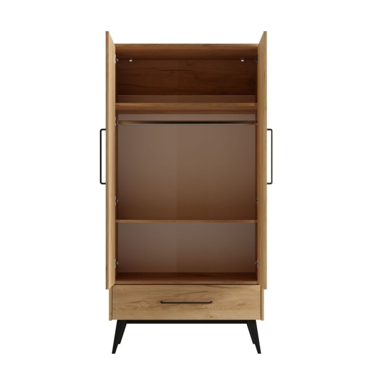 szafa drewniana w stylu loft retro na czarnych nóżkach