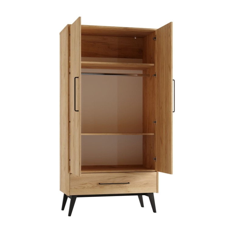 szafa drewniana w stylu loft retro na czarnych nóżkach