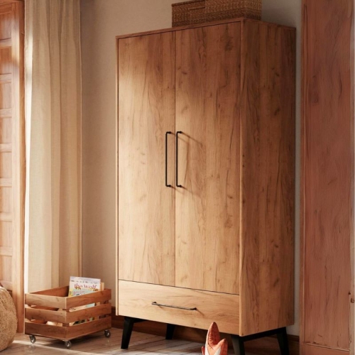 szafa drewniana w stylu loft retro na czarnych nóżkach
