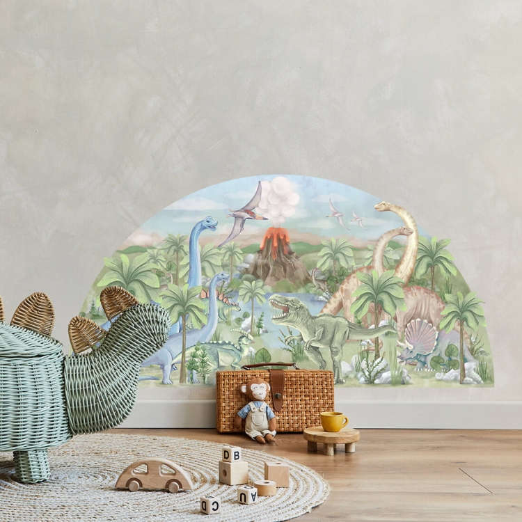duża naklejka na ścianę dla chłopca w dinozaury