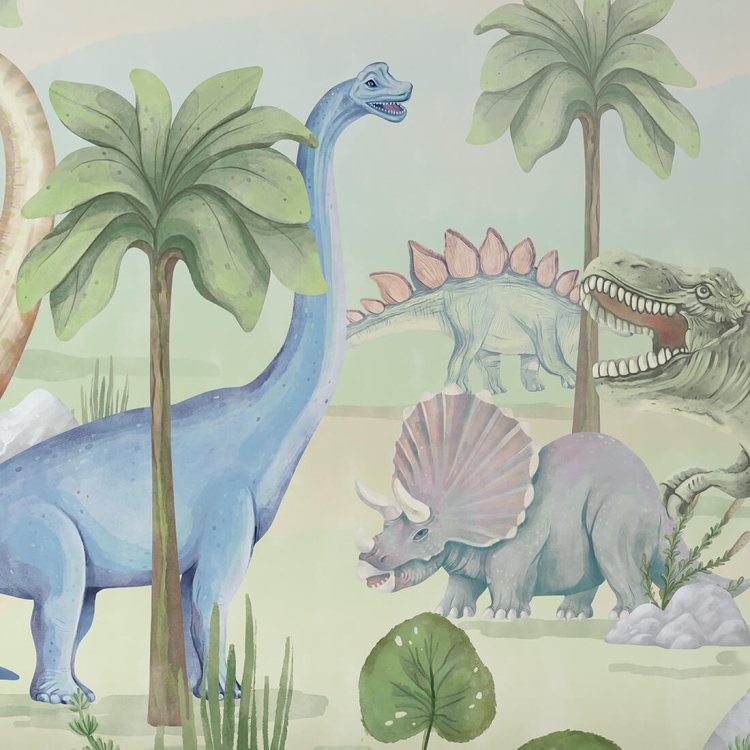 tapeta dla dzieci w dinozaury zielona