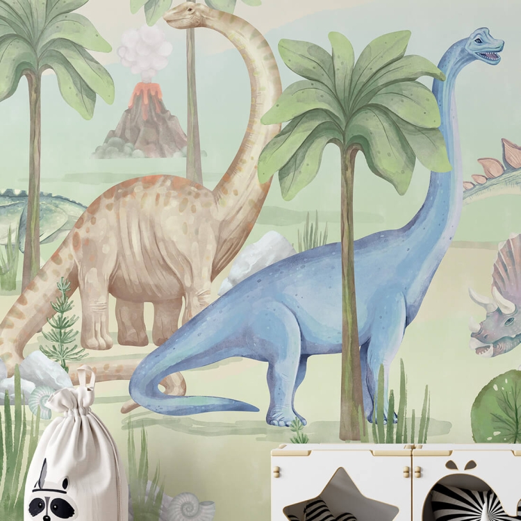 tapeta dla dzieci w dinozaury zielona