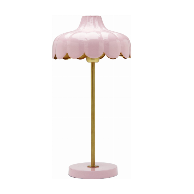 lampa stojąca różowa ze złotem kwiat