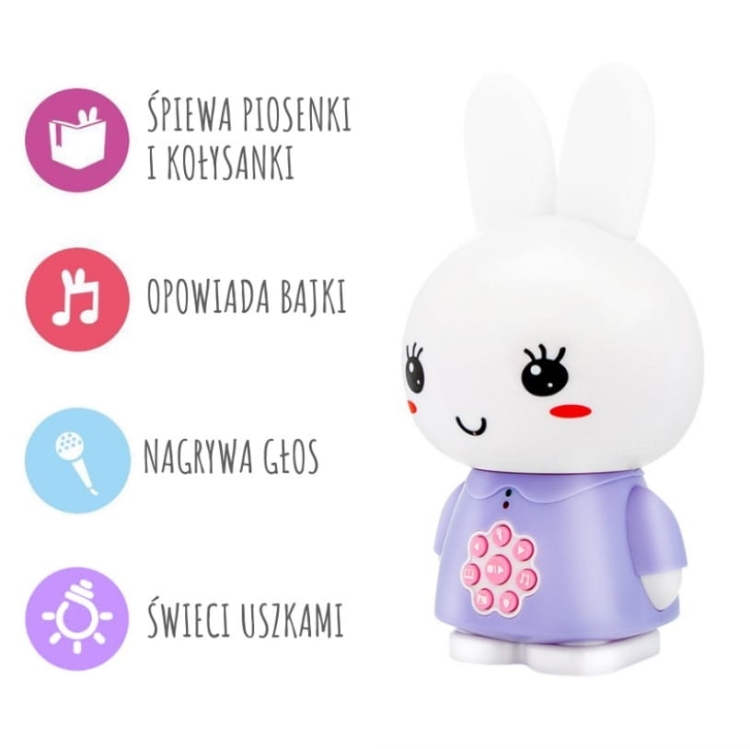 lampka nocna grająca dla dzieci króliczek niebieski