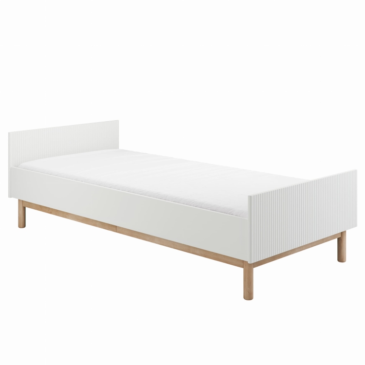 łóżko 90x200cm białe ryflowane dla nastolatka