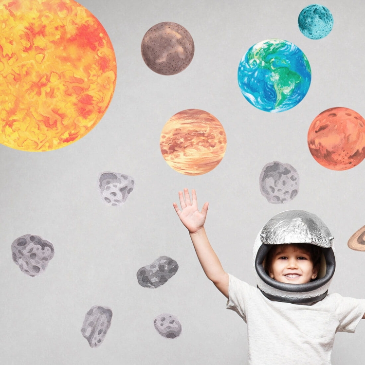 naklejka na ścianę do pokoju chłopca planety kosmos