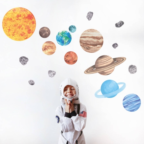 naklejka na ścianę do pokoju chłopca planety kosmos