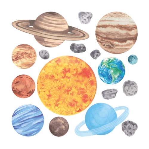 naklejka na ścianę do pokoju chłopca planety kosmos
