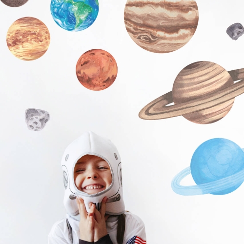 naklejka na ścianę do pokoju chłopca planety kosmos