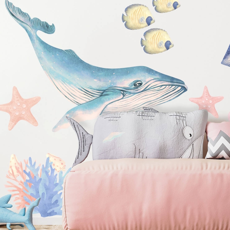 naklejka na ścianę do pokoju dziecka ocean ryby i wieloryby