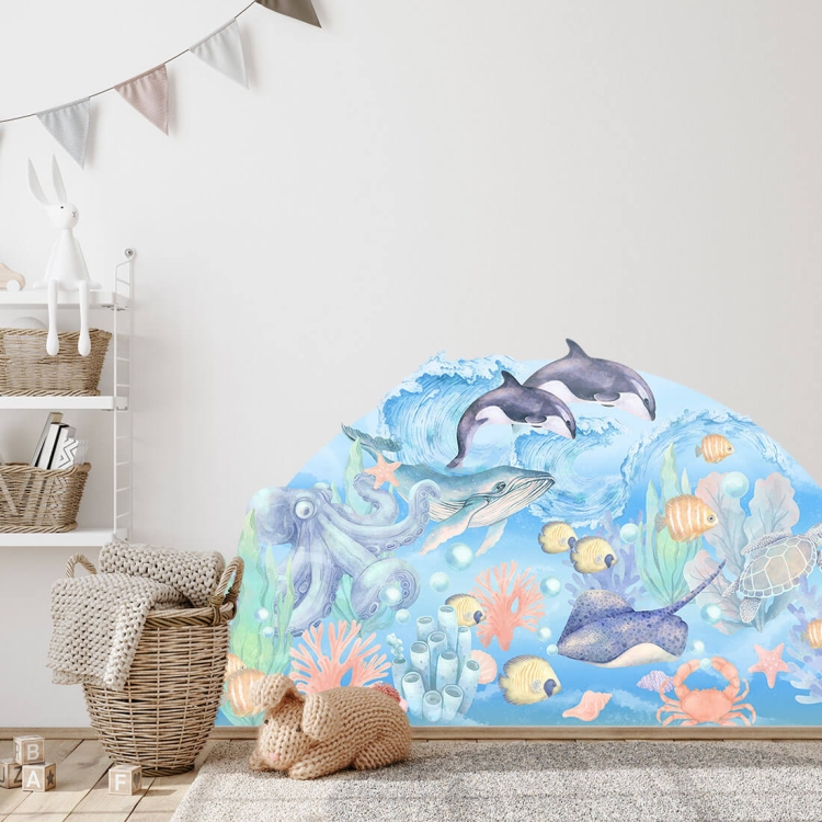 naklejka na ścianę dla dziecka podwodny świat ocean i ryby