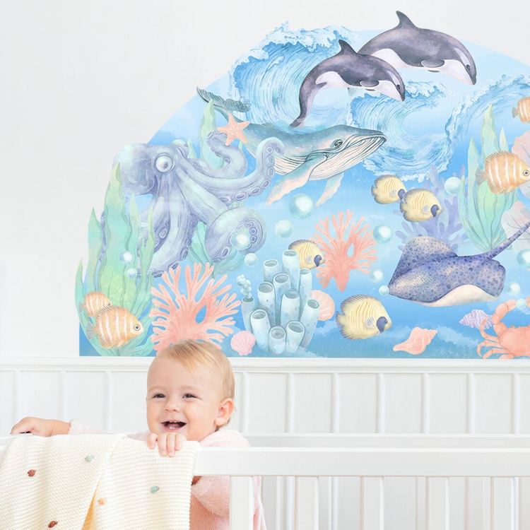 naklejka na ścianę dla dziecka podwodny świat ocean i ryby